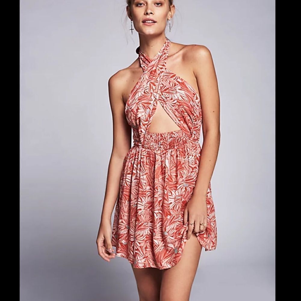 Free People Libby convertible dress coral red size XS